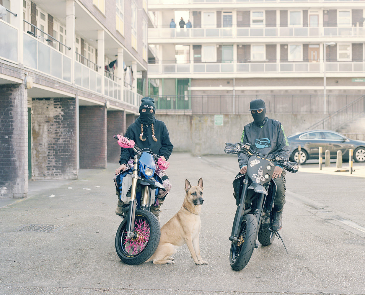 girl guy urban dirt bikers with dog spencer murphy croydon