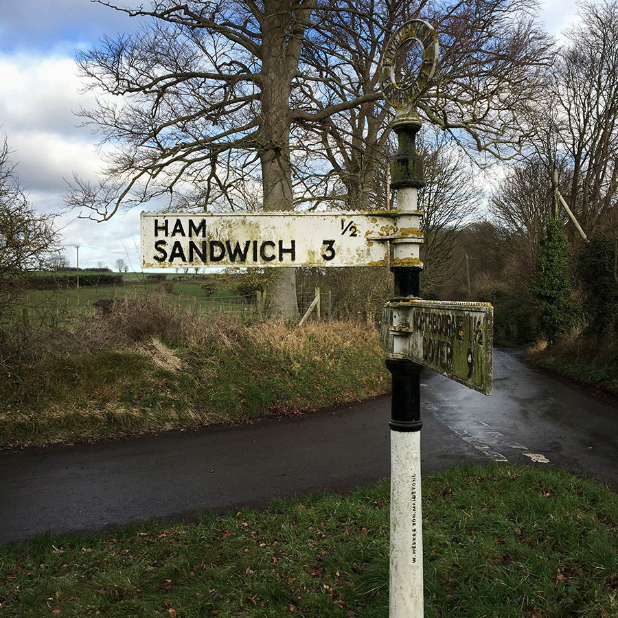 village sign post countryside ham sandwich the coracle